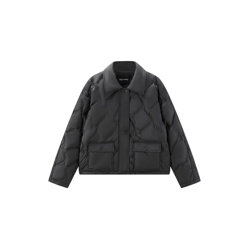 Women's Black Argyle Embossing Puffer Jacket sold by PEACEBIRD