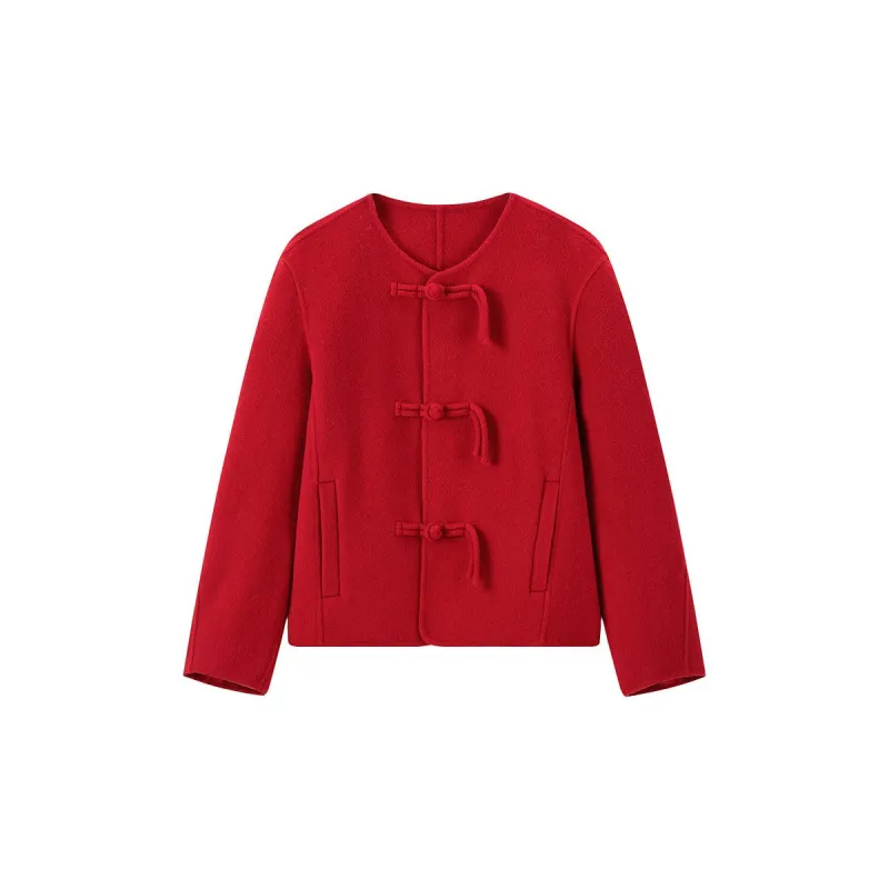 Women's Chinese Style Buckle Wool Coat sold by PEACEBIRD