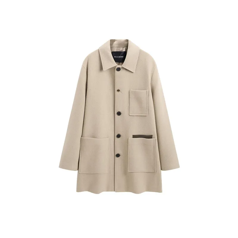 Men's Label Pocket Wool Coat sold by PEACEBIRD