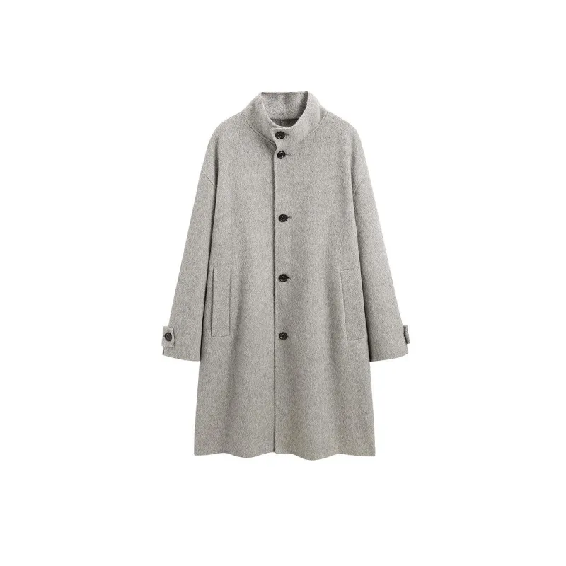 Men's Stand Collar Wool Coat sold by PEACEBIRD