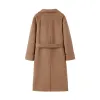 Women's Straight Camel Wool Coat sold by PEACEBIRD