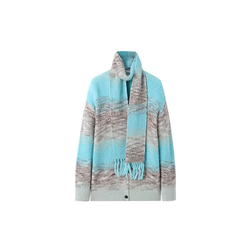 Women's Tie-Dyed Cardigan With Scarf sold by PEACEBIRD