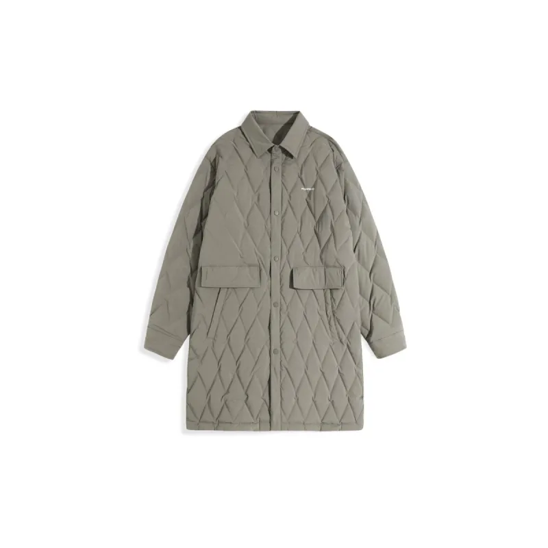 Men's Grey Long Quilted Puffer Jacket sold by PEACEBIRD