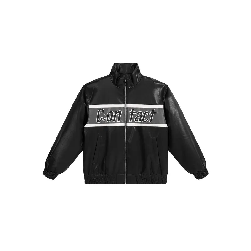 Men's Printed Patchwork Leather Jacket sold by PEACEBIRD