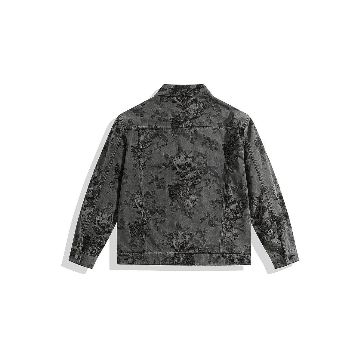 Men's Floral Jacquard Denim Jacket sold by PEACEBIRD product image thumbnail 3