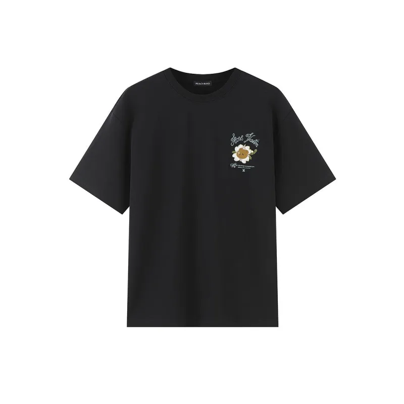 Men's Cotton Embroidered Patch T-shirt sold by PEACEBIRD