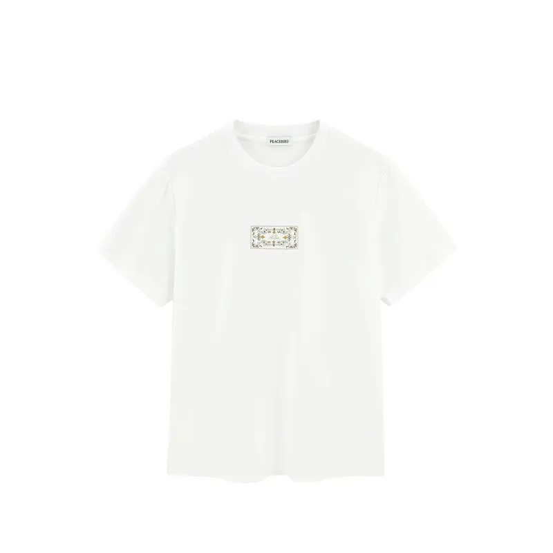 Men's Breathable Textured  Embroidered T-shirt sold by PEACEBIRD