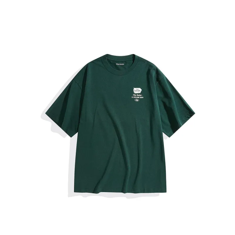 Men's Grass Green Printed Cotton T-shirt sold by PEACEBIRD