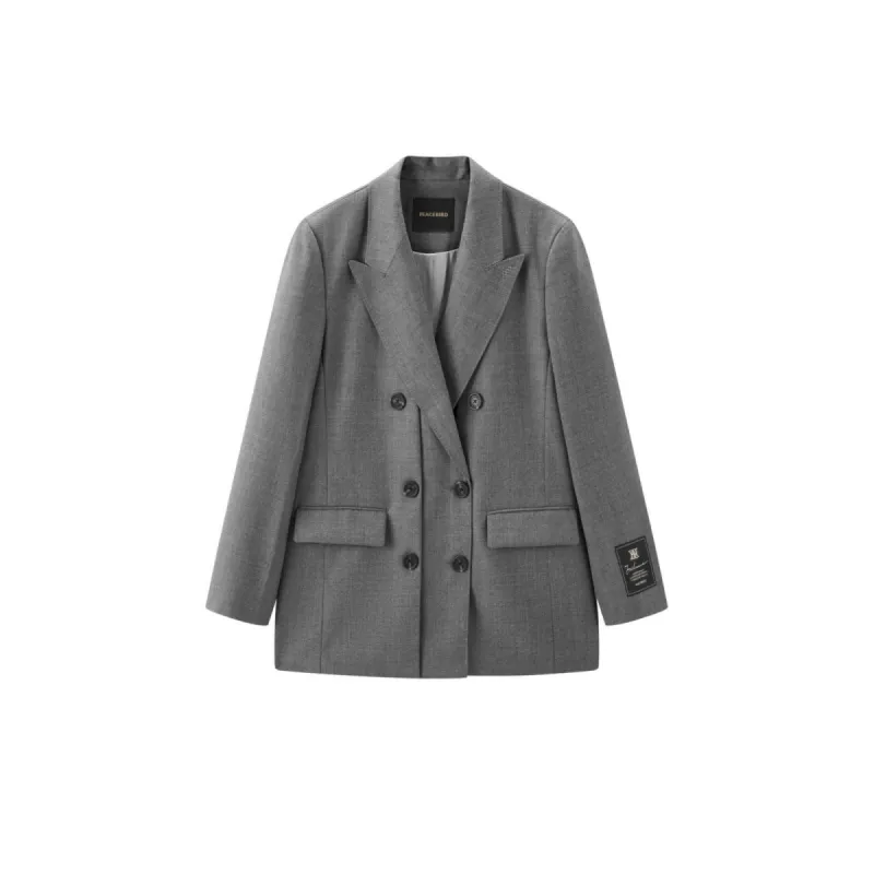 herlipto Double-Breasted Long Blazer グレー Women's Double-Breasted Removable Blazer | Parallel