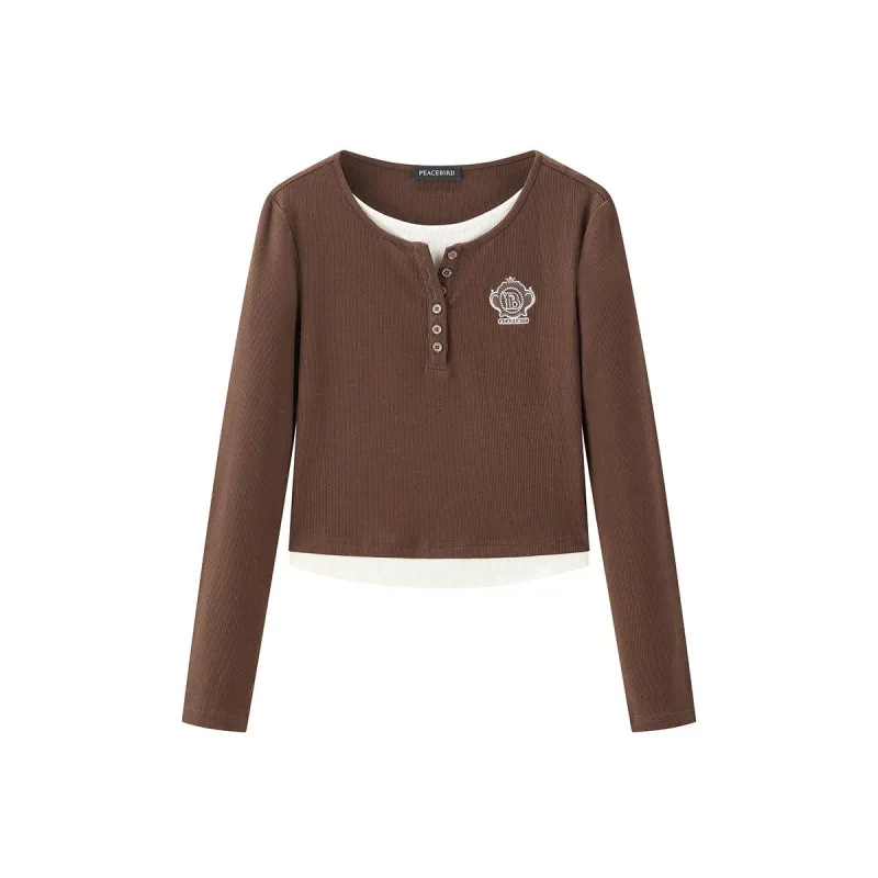 Women's 2-In-1 Embroidered Knitted T-shirt sold by PEACEBIRD