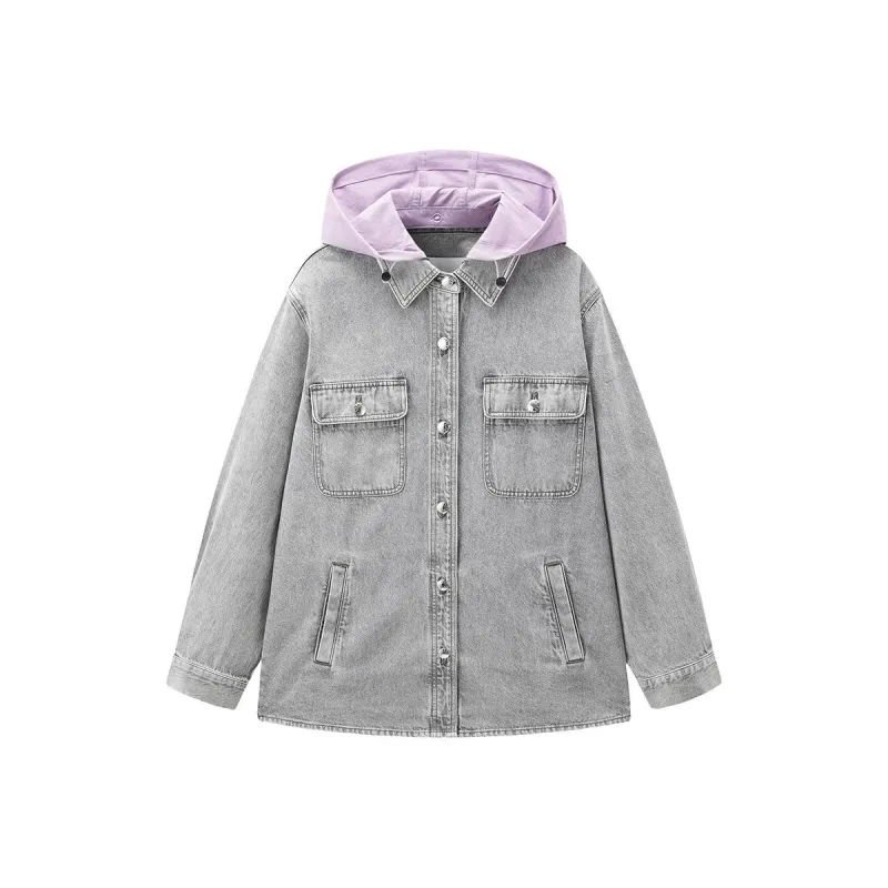 Women's Washed Removable Hooded Hat Denim Jacket sold by PEACEBIRD