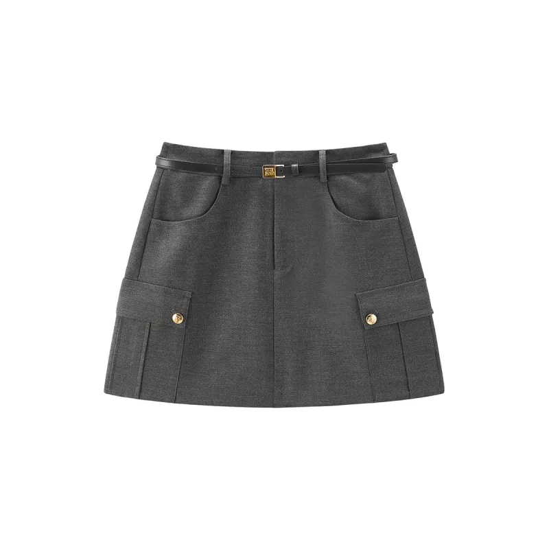 Women's Belted Cargo Skirt sold by PEACEBIRD