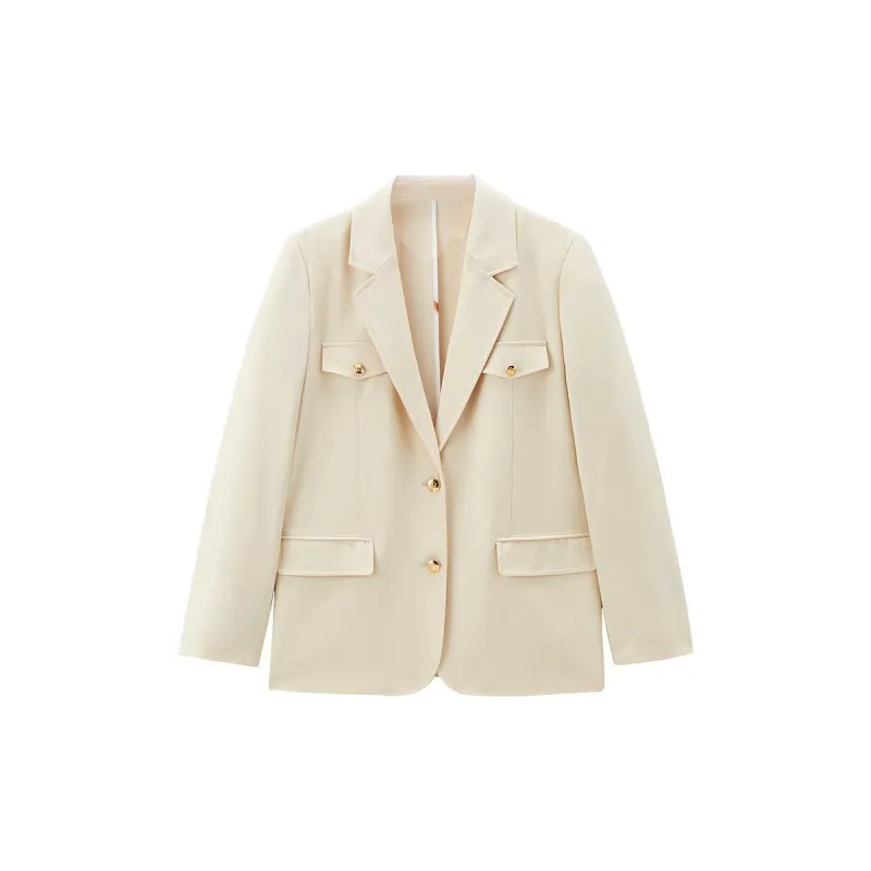 Women's Button Suit Jacket Blazer made by PEACEBIRD
