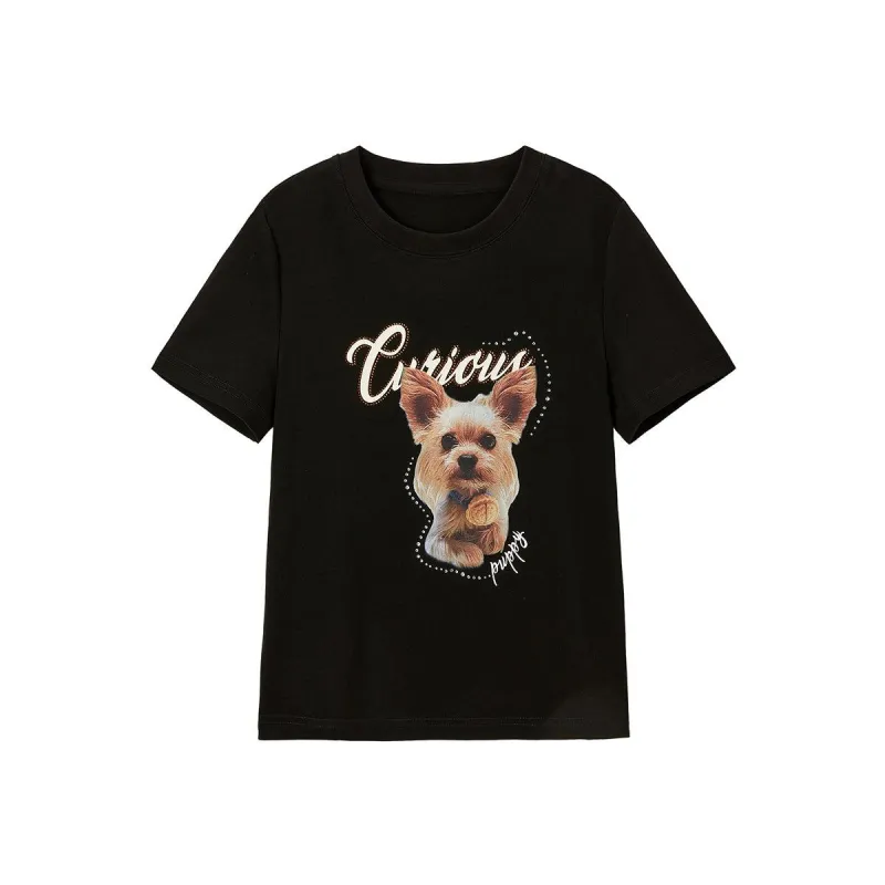 Women's Dog Print T-shirt sold by PEACEBIRD