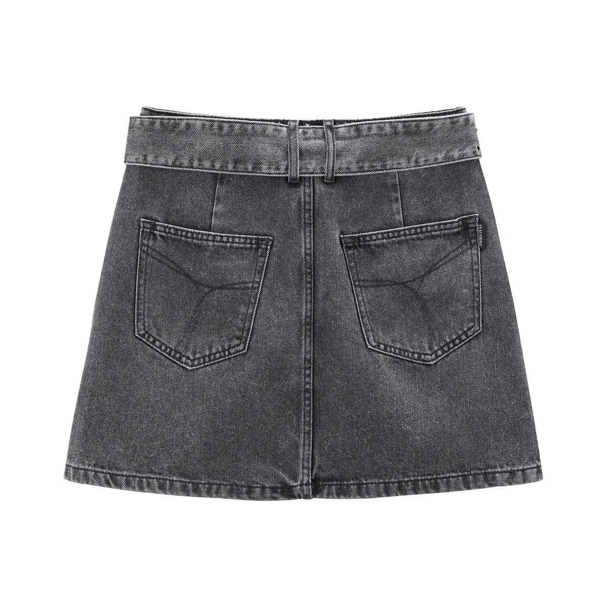 Women's High-waisted Denim Short Skirt sold by PEACEBIRD product image thumbnail 3