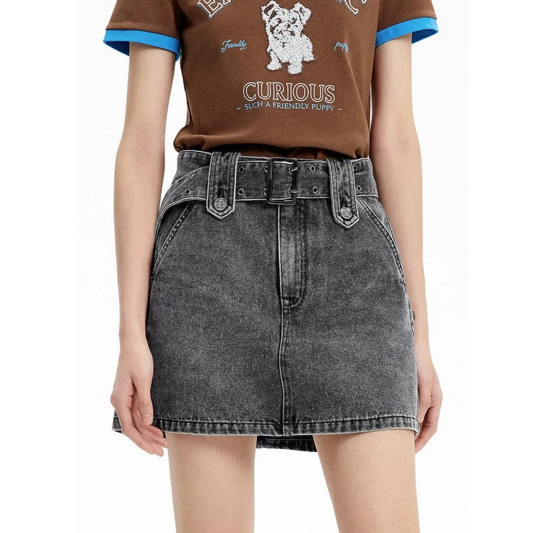 Women's High-waisted Denim Short Skirt sold by PEACEBIRD product image thumbnail 2