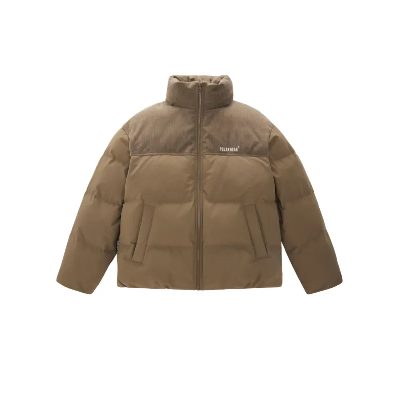 Men's Spliced Corduroy Puffer Jacket sold by PEACEBIRD