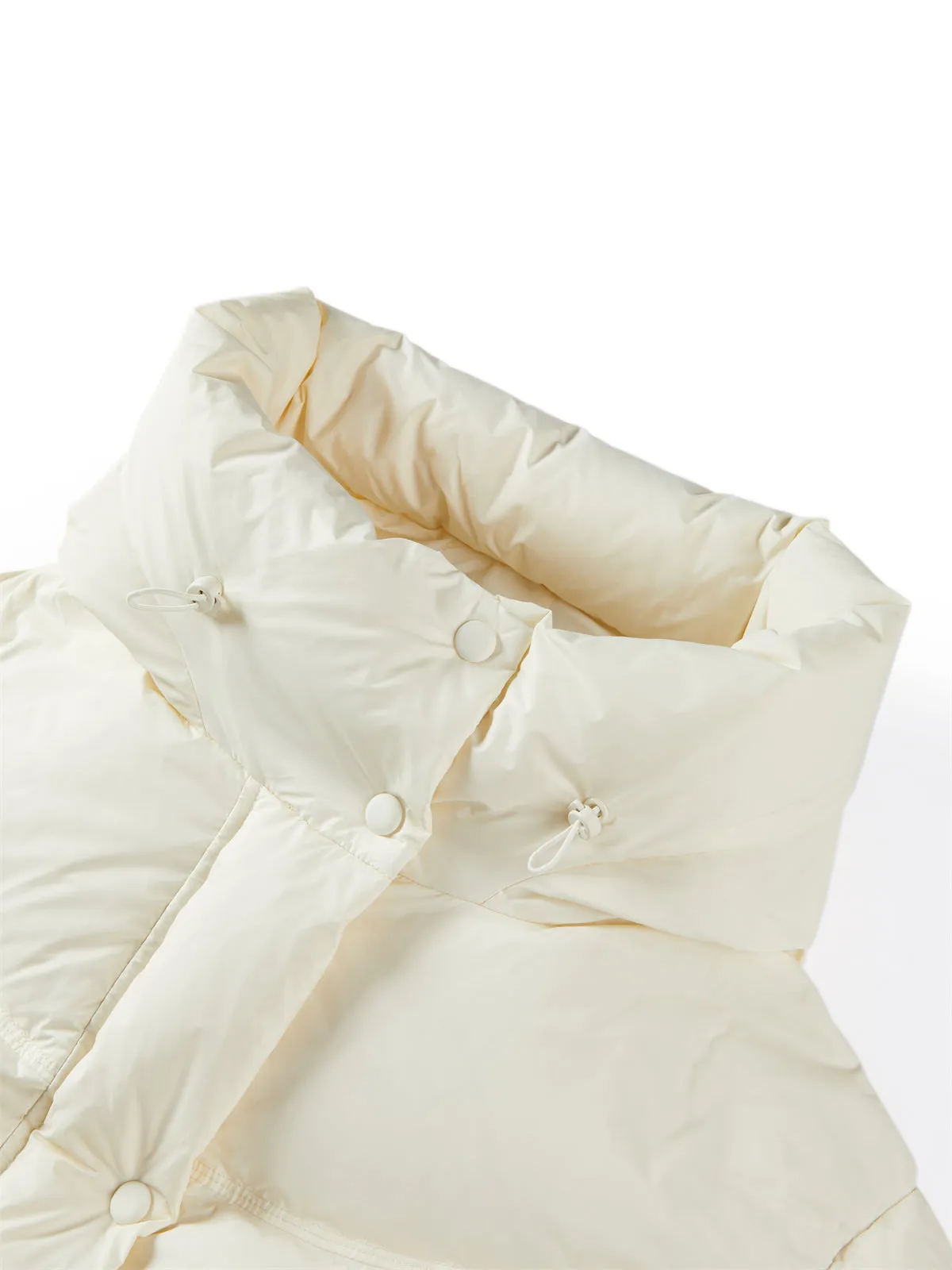 Women's Beige Quilted Long Warm Puffer Jacket sold by PEACEBIRD product image thumbnail 4