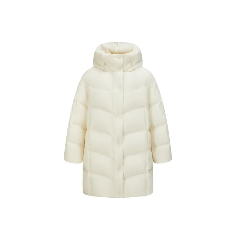 Women's Beige Quilted Long Warm Puffer Jacket sold by PEACEBIRD