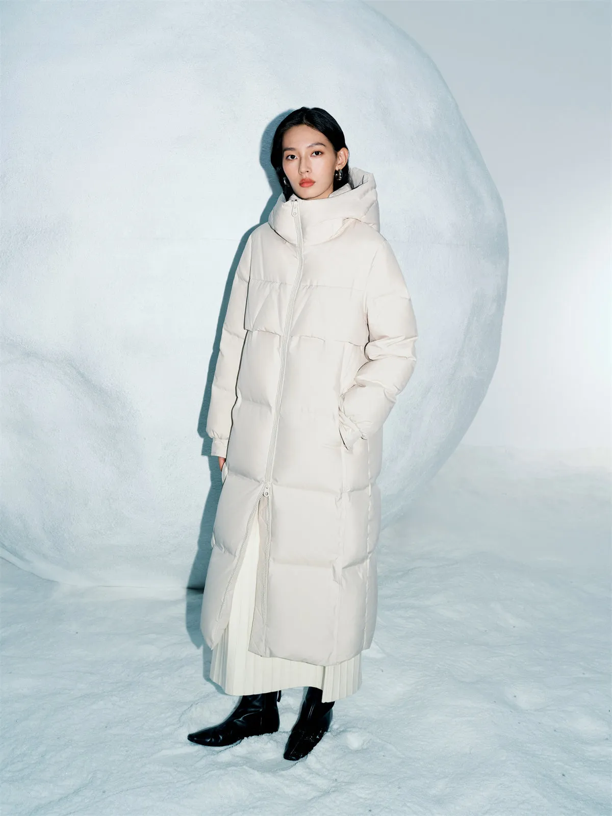 Women's Hooded Extra Long Warm Puffer Jacket sold by PEACEBIRD product image thumbnail 2