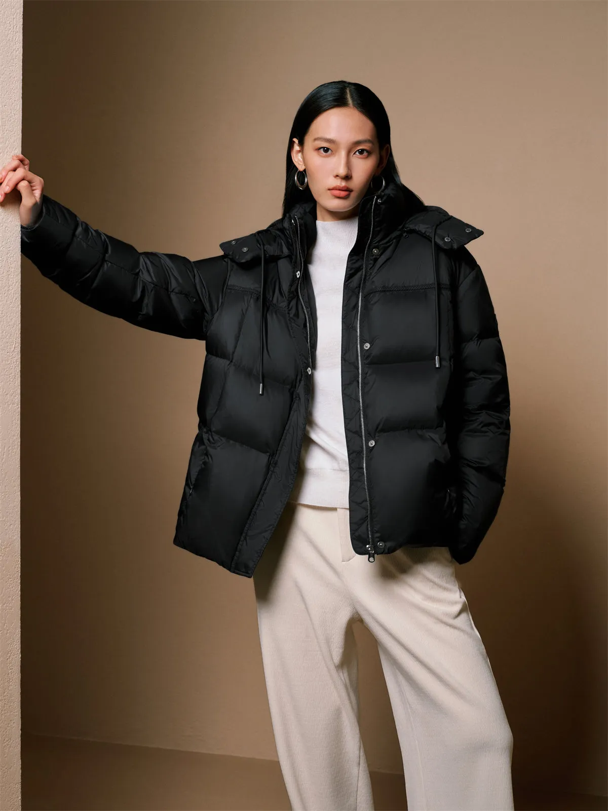 Women's Drawstring Hood Warm Puffer Jacket sold by PEACEBIRD product image thumbnail 2