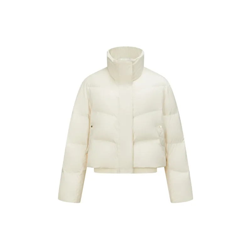 Women's Beige Knitting Spliced Puffer Jacket sold by PEACEBIRD