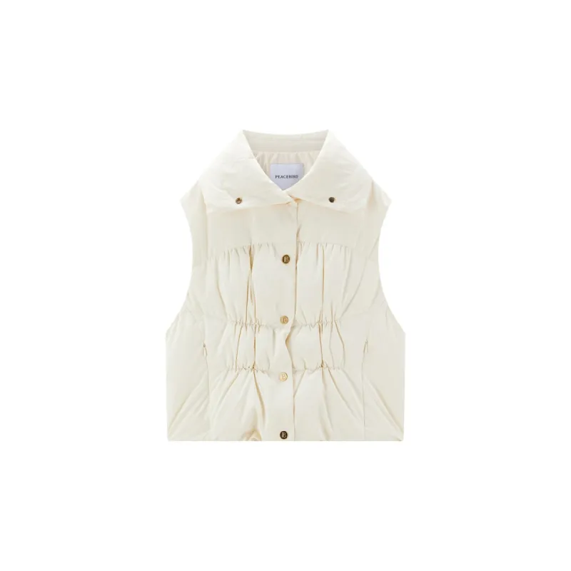 Women's Pleated Waist Vest Style Puffer Jacket sold by PEACEBIRD