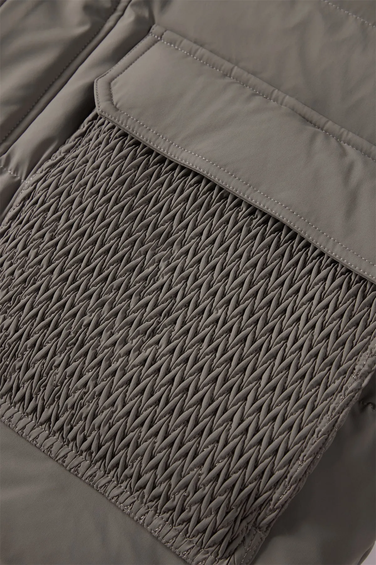 Men's Spliced Textured Puffer Jacket Khaki sold by PEACEBIRD product image thumbnail 4