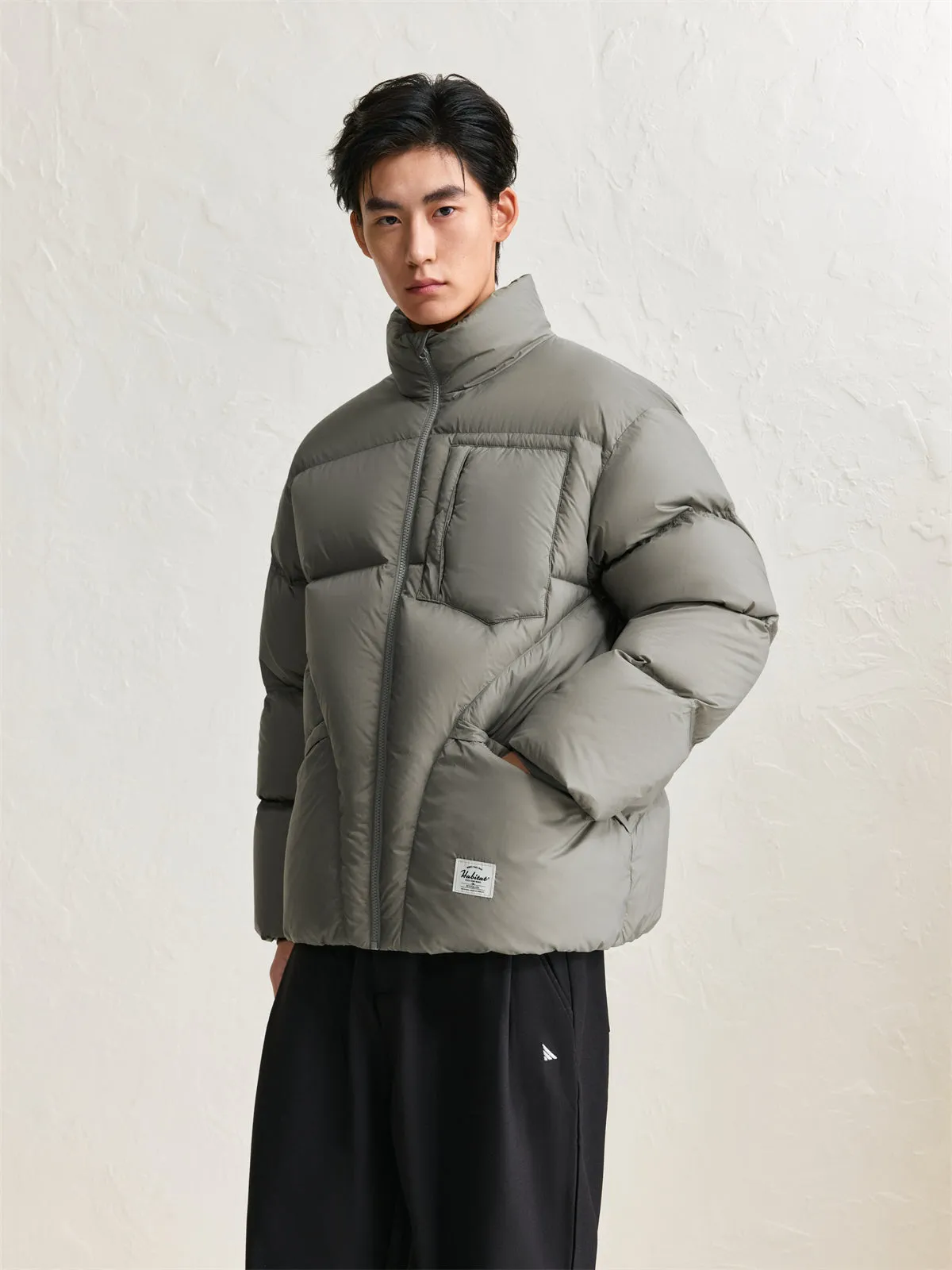 Men's Waterproof 95% Down Puffer Jacket Gray Green sold by PEACEBIRD product image thumbnail 5