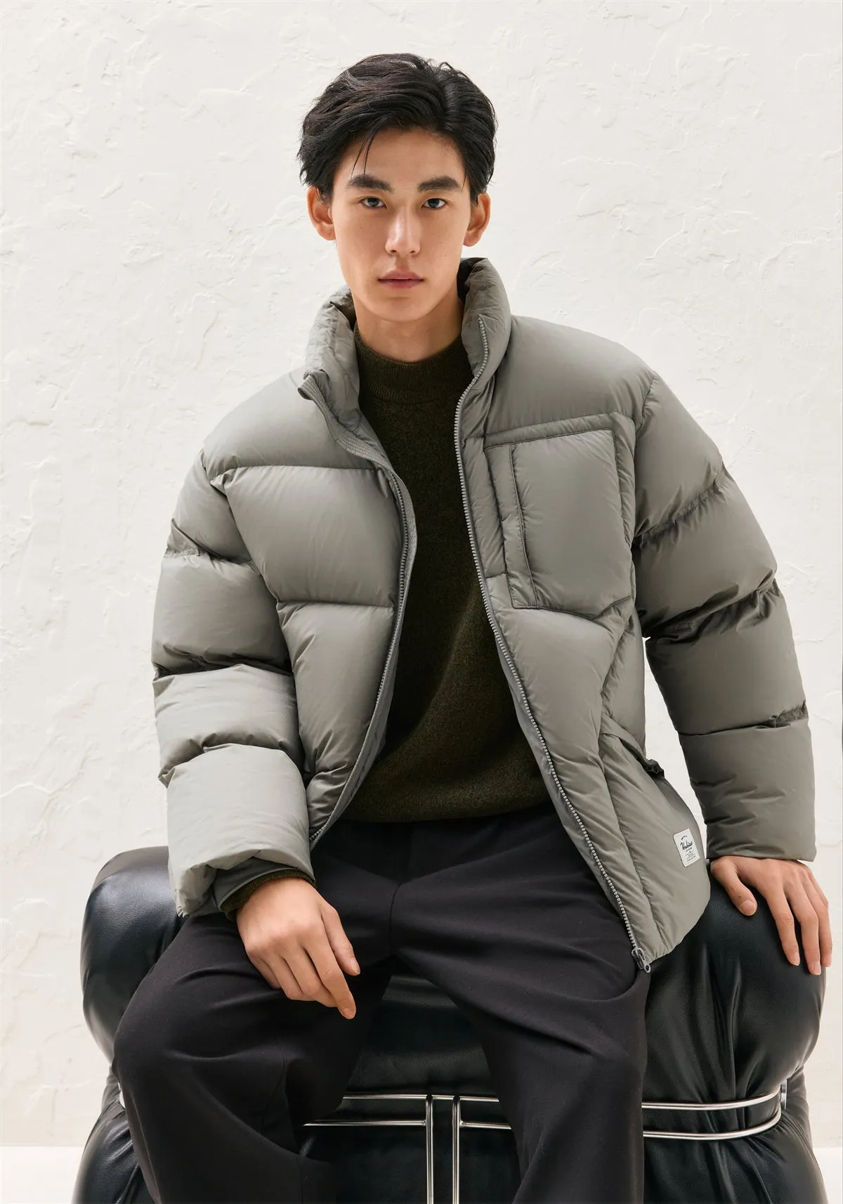 Men's Waterproof 95% Down Puffer Jacket Gray Green sold by PEACEBIRD product image thumbnail 2