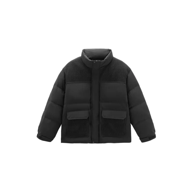 Men's Spliced Textured Puffer Jacket sold by PEACEBIRD