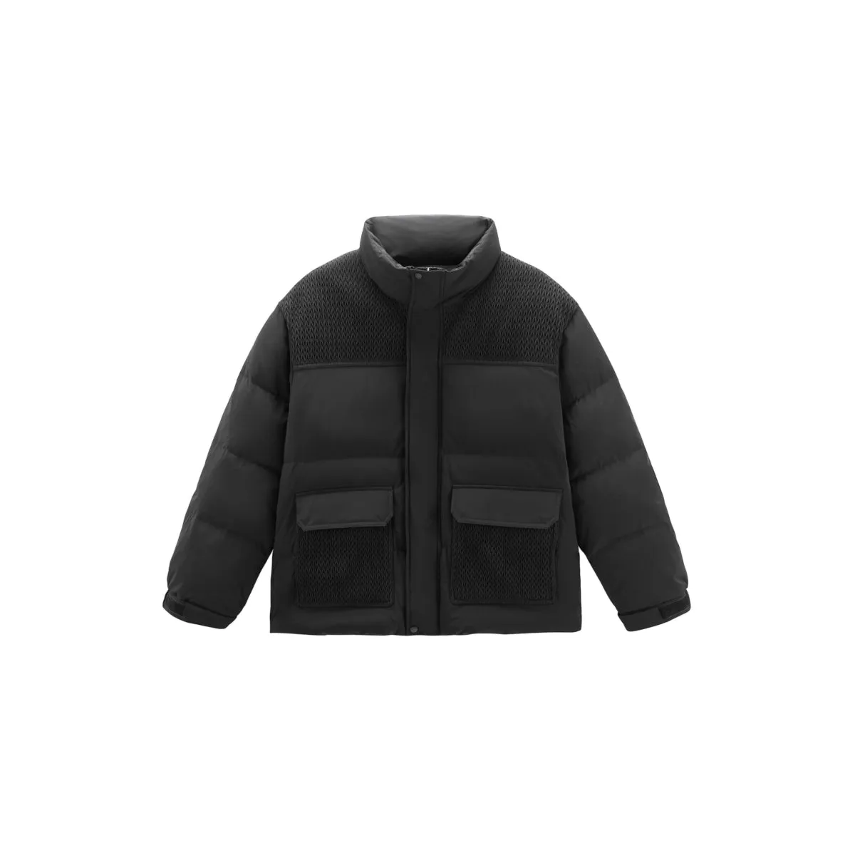 Men's Spliced Textured Puffer Jacket sold by PEACEBIRD