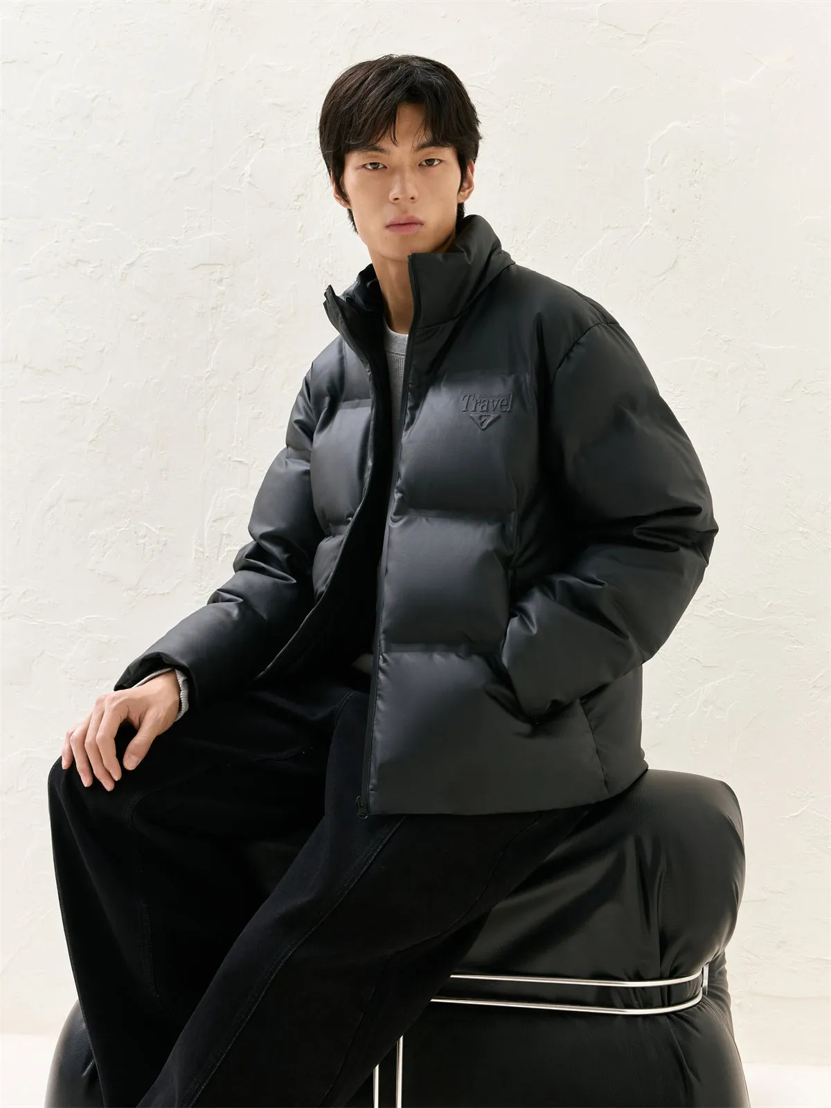 Men's Embossing PU Puffer Jacket sold by PEACEBIRD product image thumbnail 2