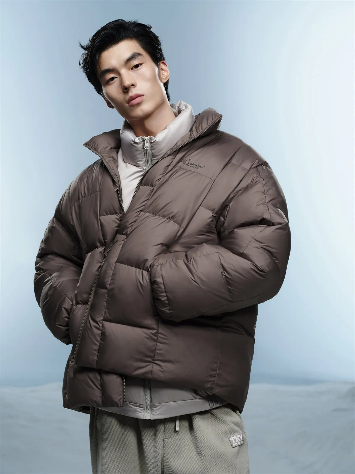 Men's 95% Light Down Warm Puffer Jacket Brown sold by PEACEBIRD product image thumbnail 5