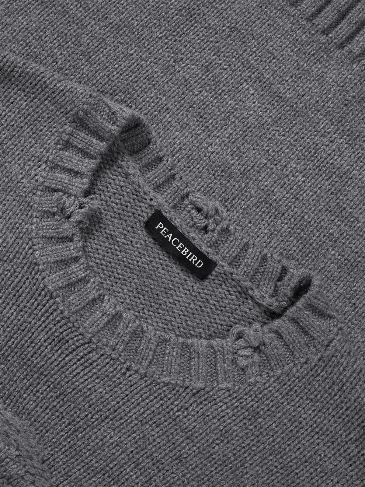 Men's Graphic Raw Edge Pullover Sweater sold by PEACEBIRD product image thumbnail 3