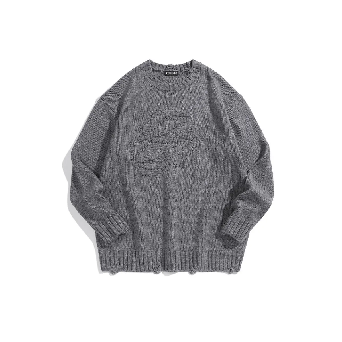 Men's Graphic Raw Edge Pullover Sweater sold by PEACEBIRD