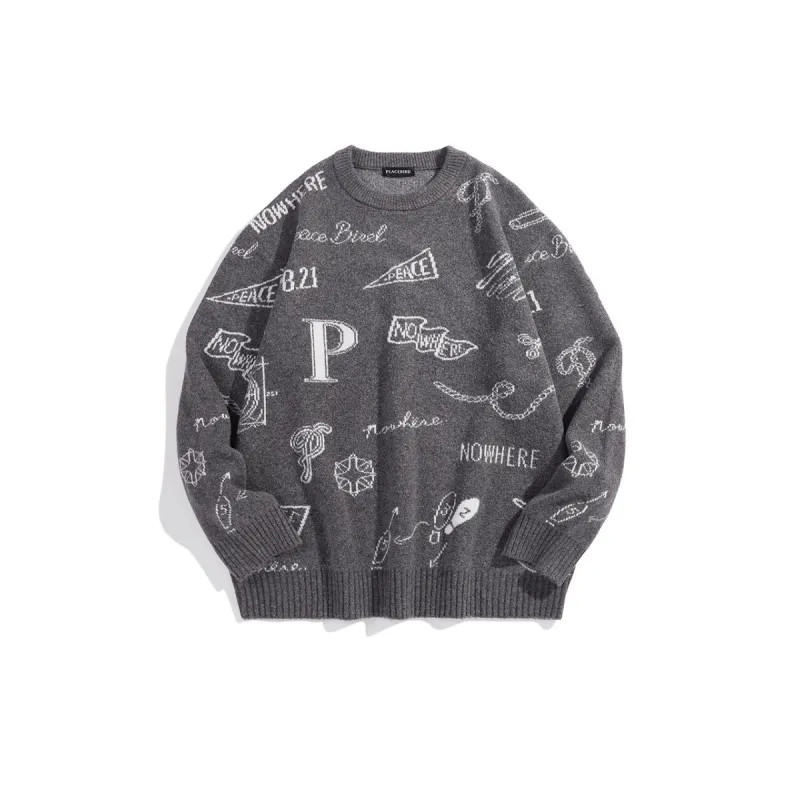 Men's Graphic Pullover Sweater sold by PEACEBIRD