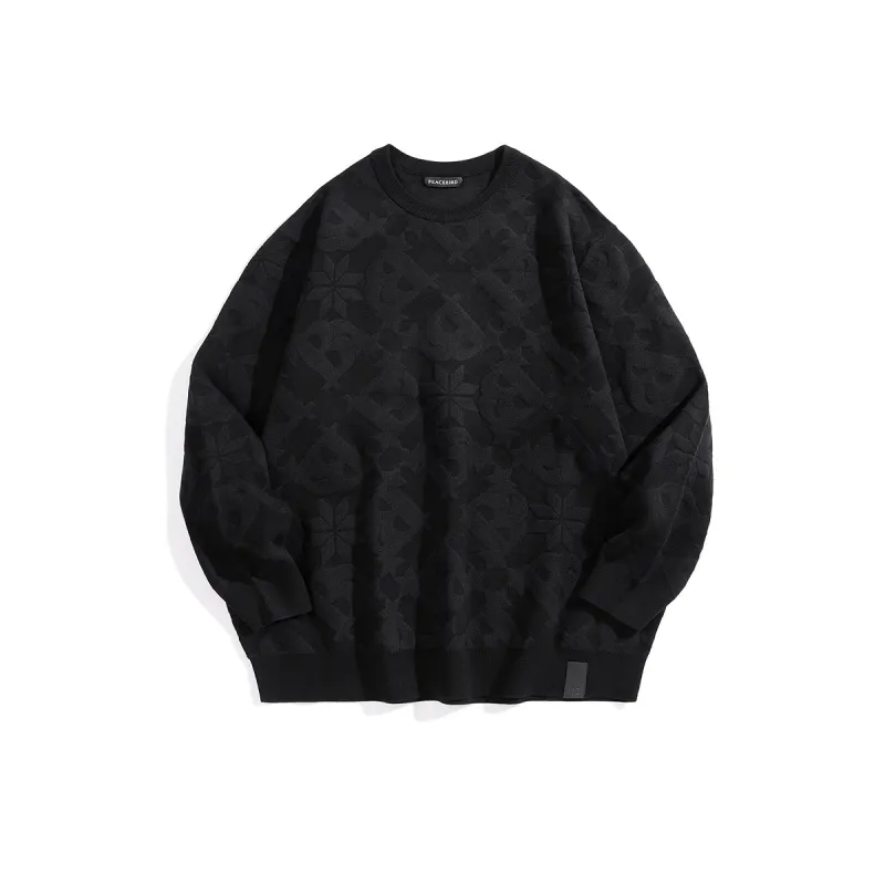 Men's Jacquard Textured Pullover Sweater sold by PEACEBIRD