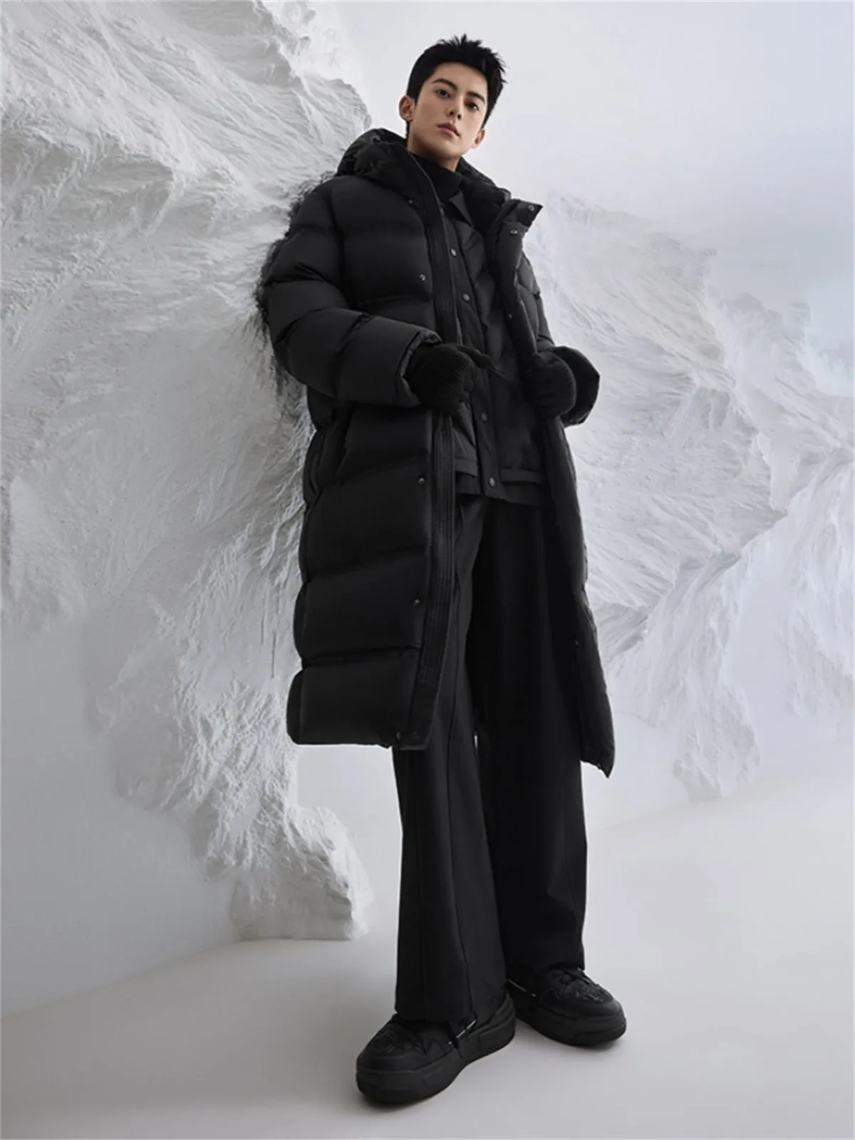 Men's Warm Extra Long Goose Down Coat sold by PEACEBIRD product image thumbnail 3