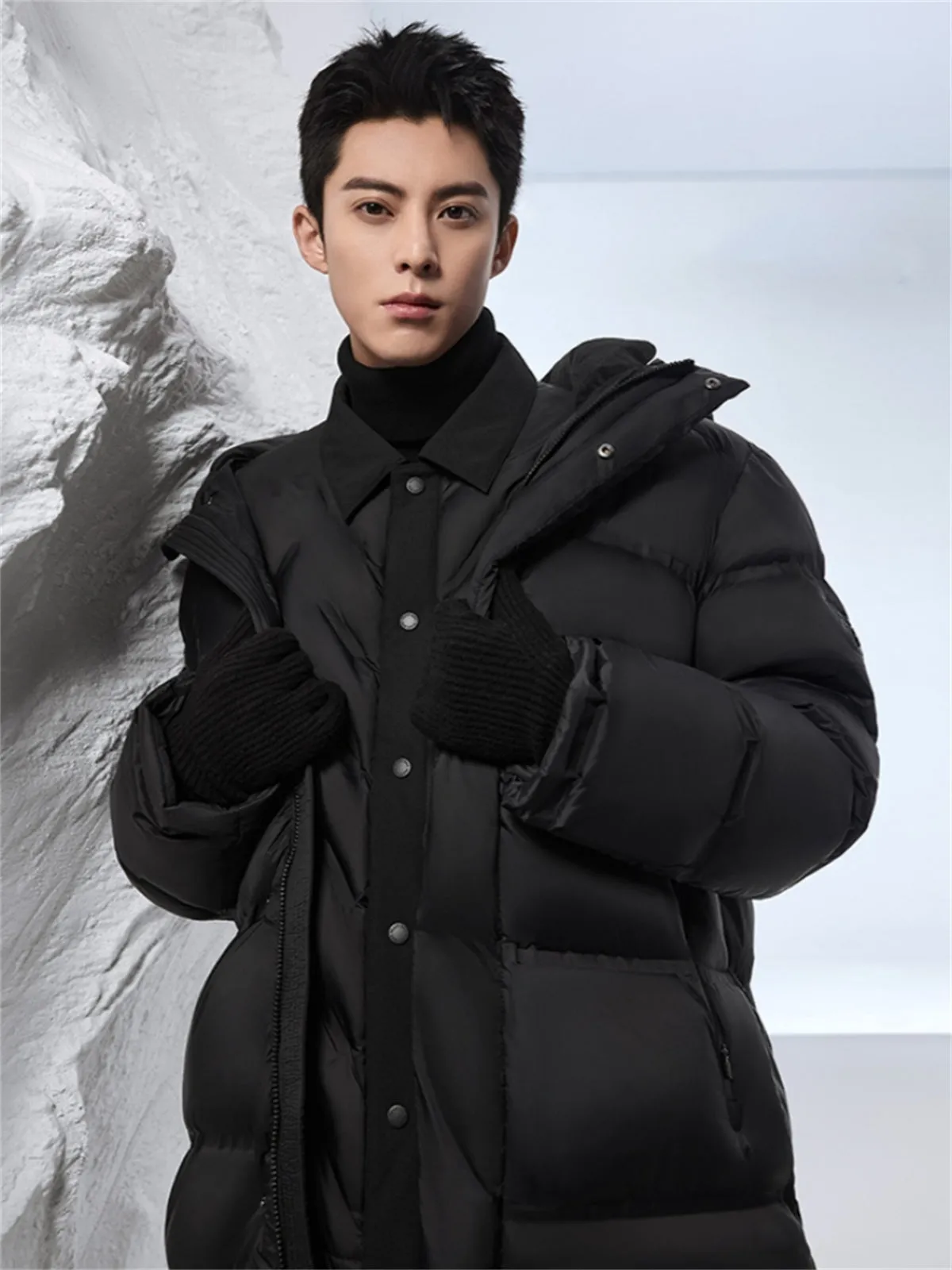 Men's Warm Extra Long Goose Down Coat sold by PEACEBIRD product image thumbnail 2