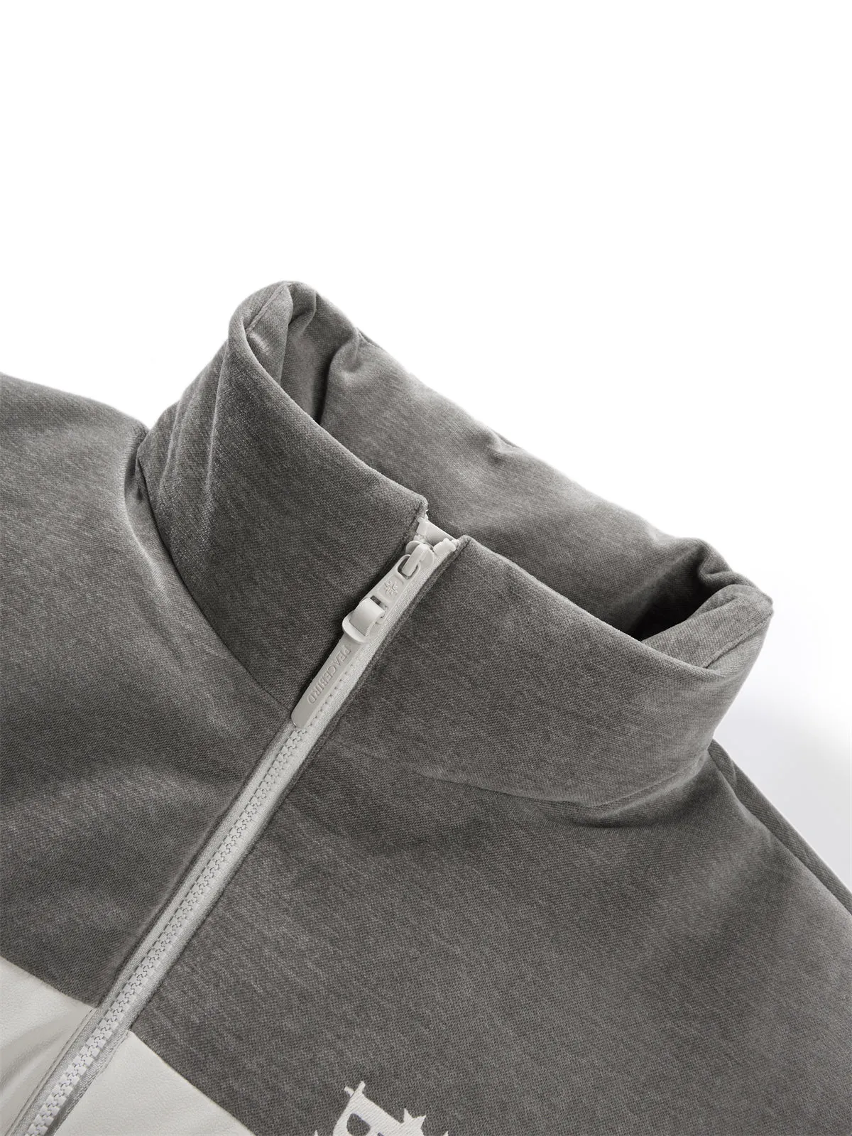 Men's Contrast Color Spliced PU Puffer Jacket sold by PEACEBIRD product image thumbnail 5