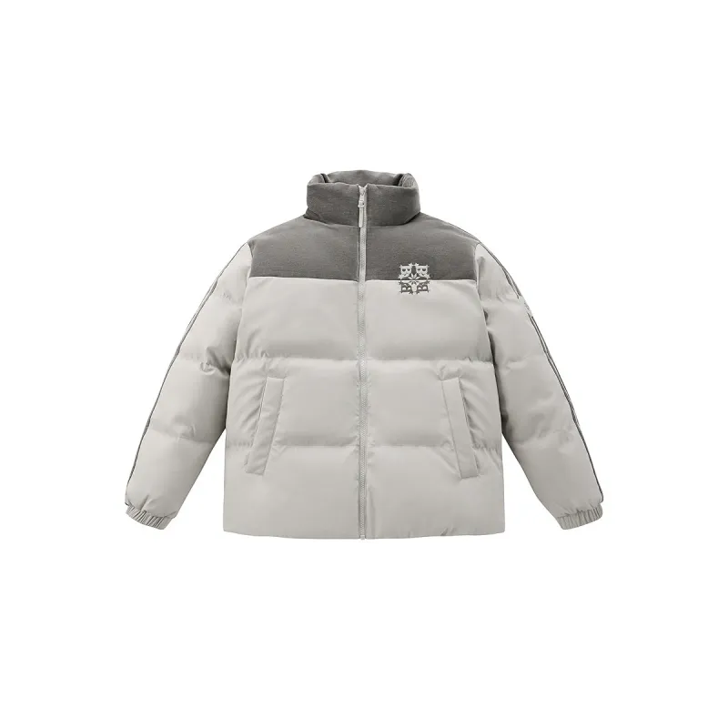 Men's Contrast Color Spliced PU Puffer Jacket sold by PEACEBIRD