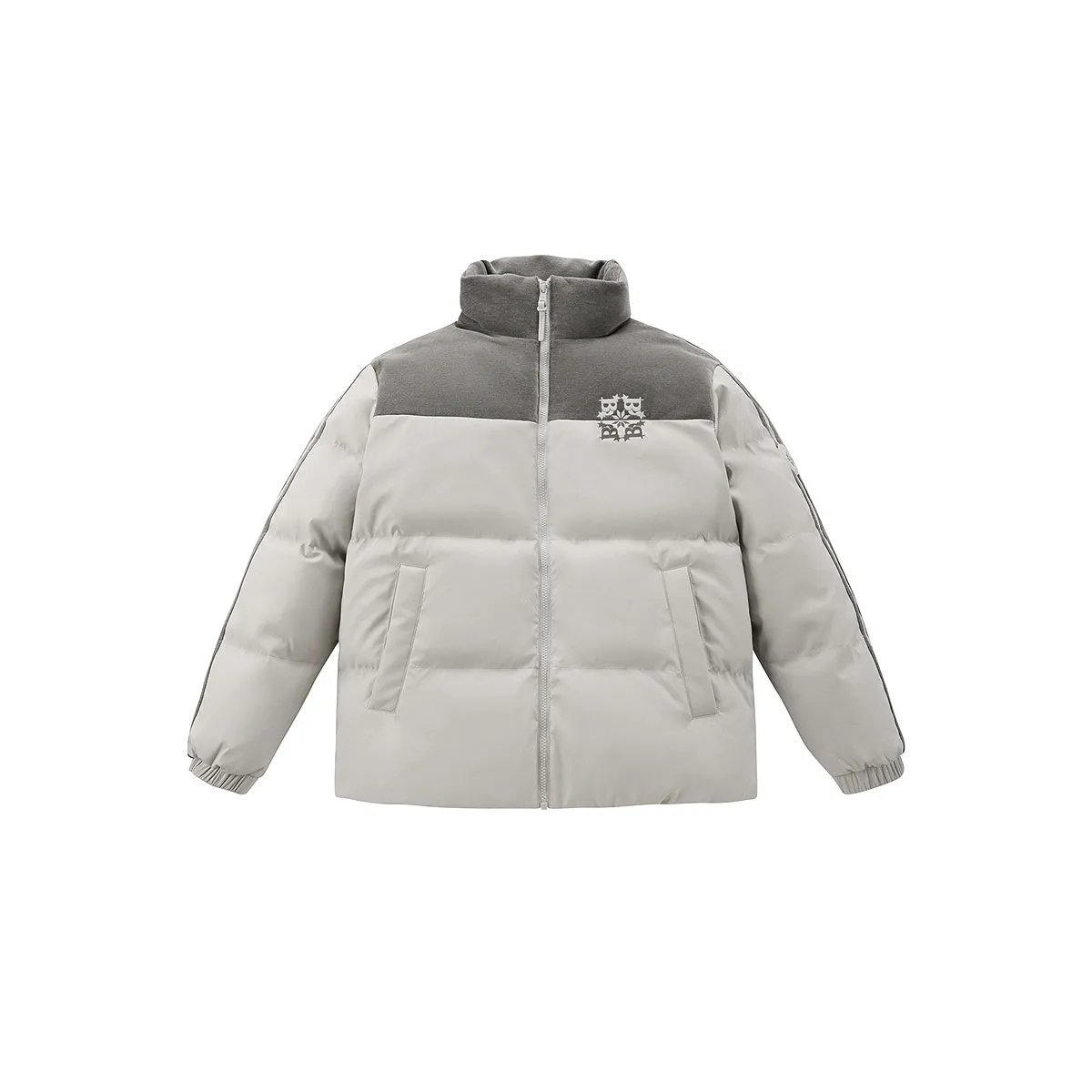 Men's Contrast Color Spliced PU Puffer Jacket sold by PEACEBIRD