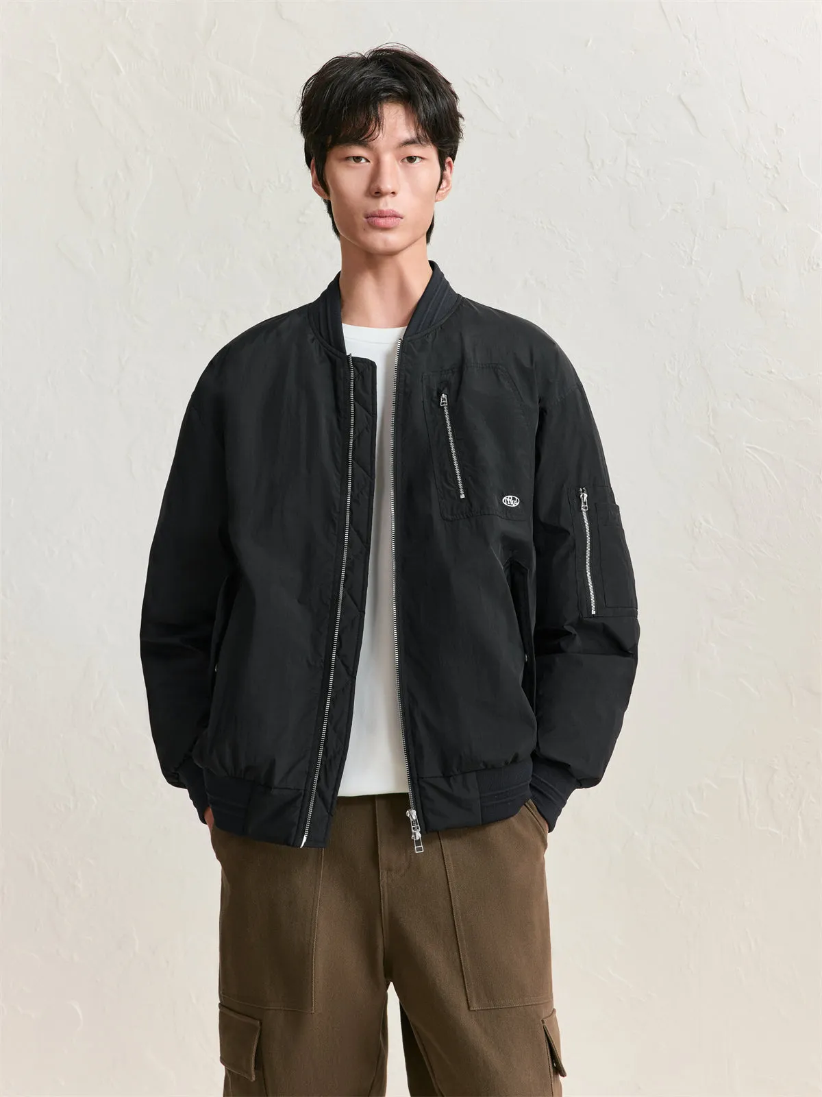 Men's Vintage Down Bomber Jacket sold by PEACEBIRD product image thumbnail 2