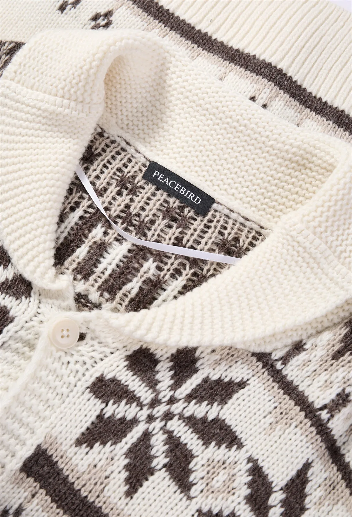 Men's Fair Isle Jacquard Knit Cardigan sold by PEACEBIRD product image thumbnail 4