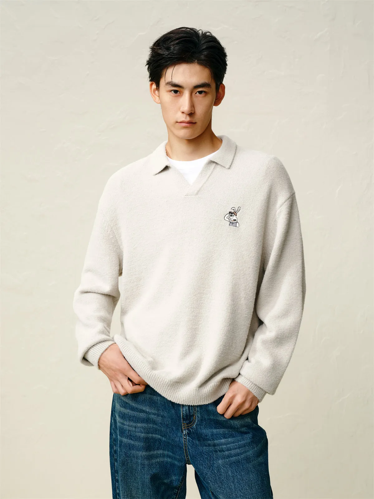 Men's Embroidered Knit Pullover sold by PEACEBIRD product image thumbnail 2