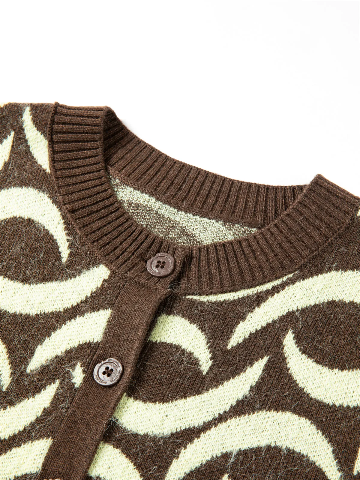 Women's Graphic Cropped Knit Cardigan sold by PEACEBIRD product image thumbnail 4