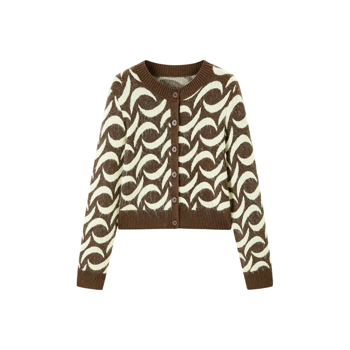 Women's Graphic Cropped Knit Cardigan sold by PEACEBIRD