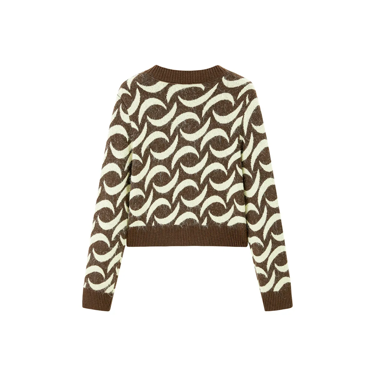 Women's Graphic Cropped Knit Cardigan sold by PEACEBIRD product image thumbnail 3