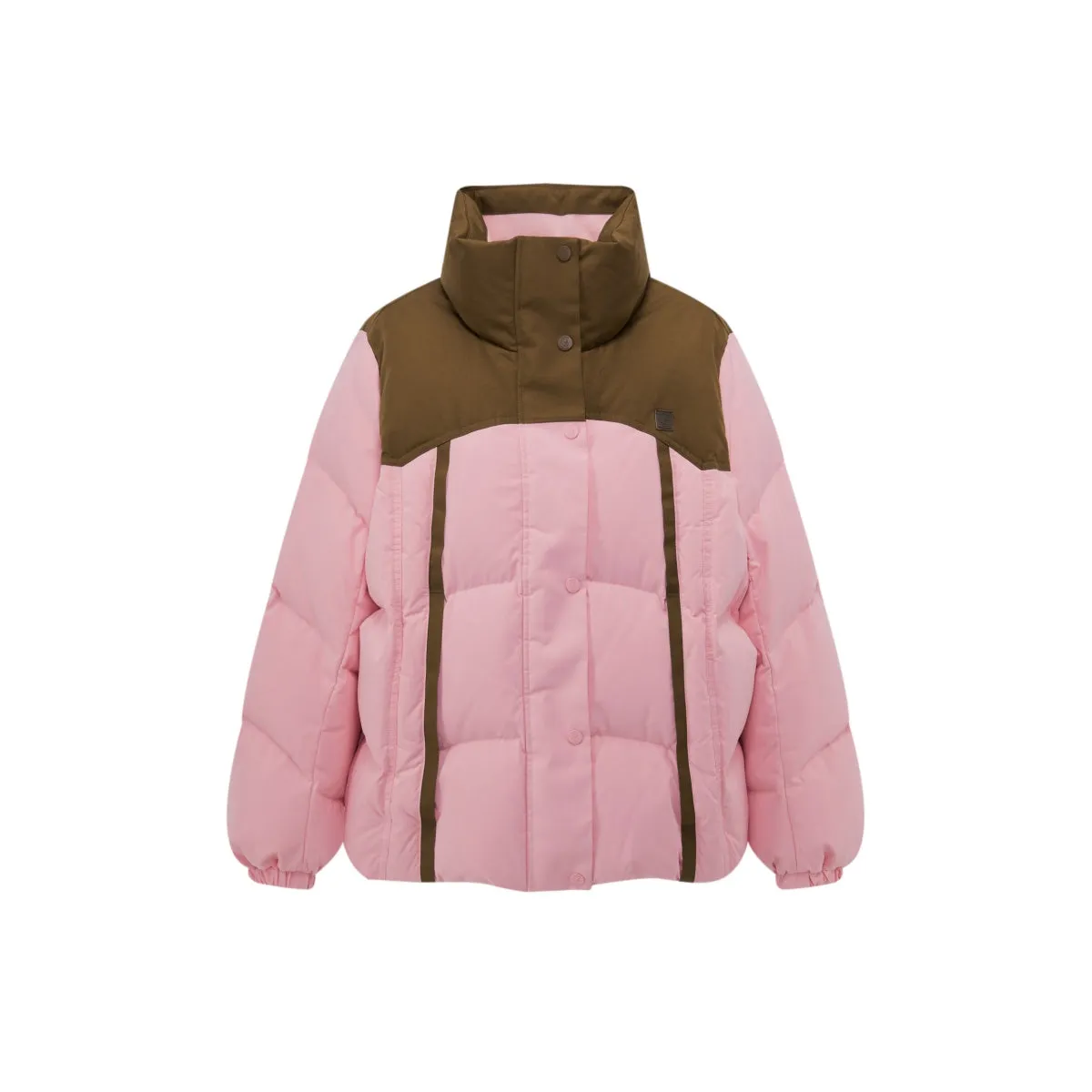 Women's Contrast Color Spliced Puffer Jacket sold by PEACEBIRD